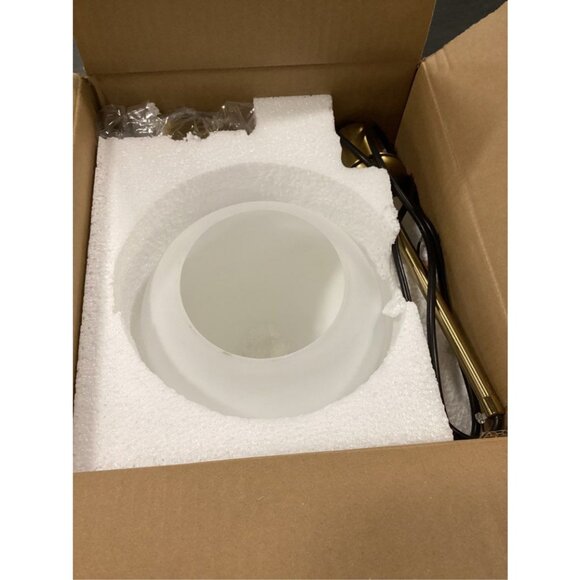 NEW Modern Globe Pendant Light Fixture Mid-Century Glass Ceiling Gold White - Picture 6 of 7